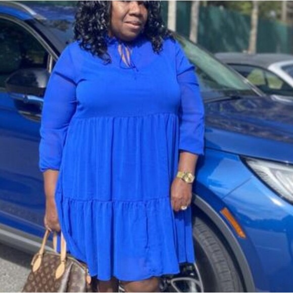 EVRI Women's Royal Blue Chiffon Tiered Dress 3x NWT - Picture 6 of 6